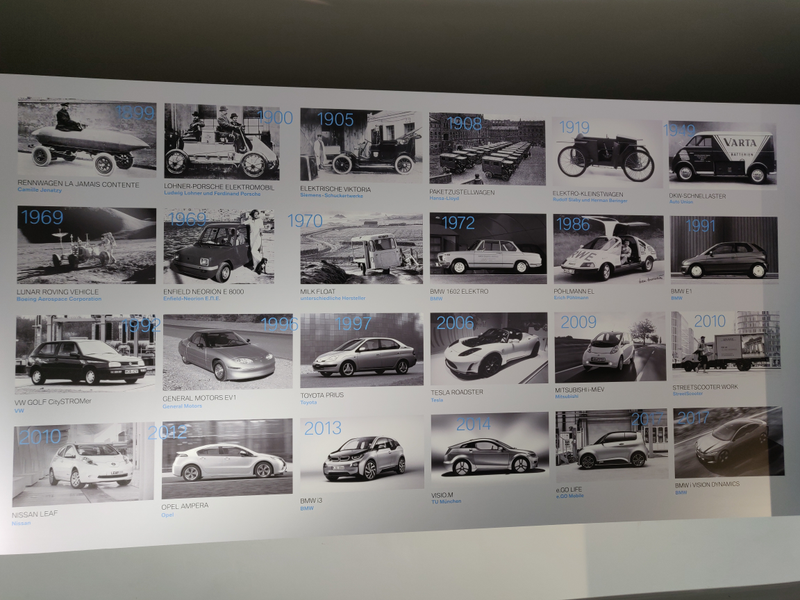 The history of the electric car as doctored by BMW. Note that most BMWs shown aren’t production vehicles, and other notable vehicles like the model s apparently don’t exist